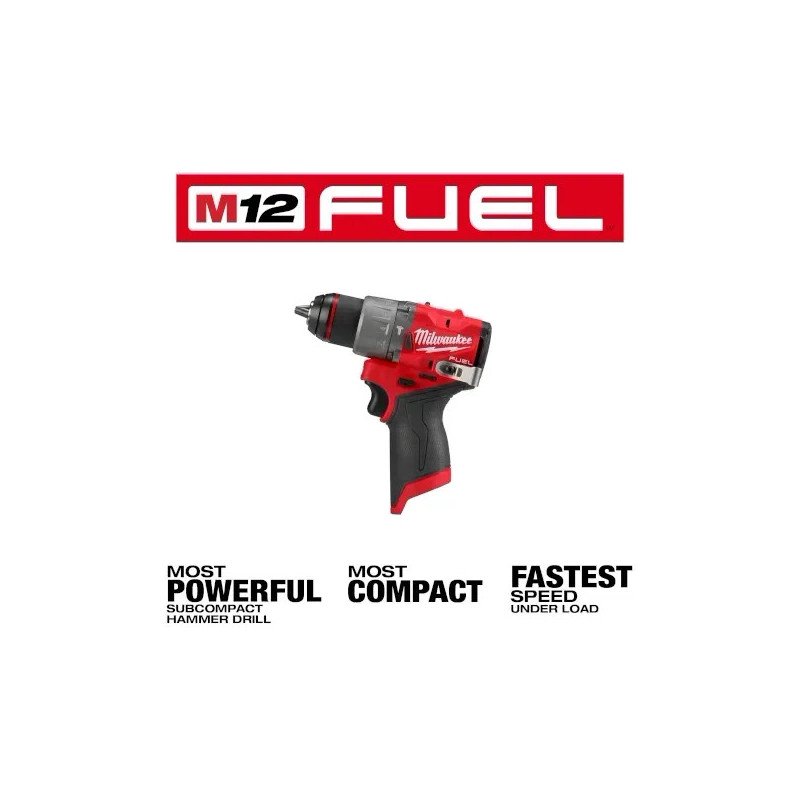 Taladro percutor inalámbrico Milwaukee M12 Fuel 3ra gen 3404-20 - Solo herramienta